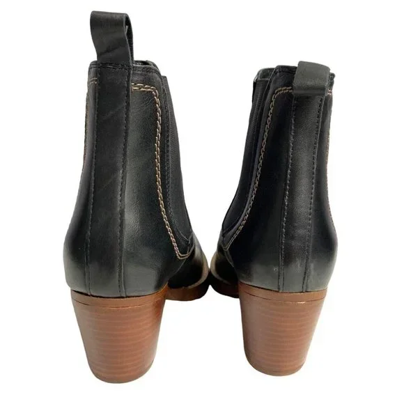 Midas Black Genuine Leather Block Heel Boots Size 36 / 6 RRP$248 Ankle Bootie - Picture 8 of 10